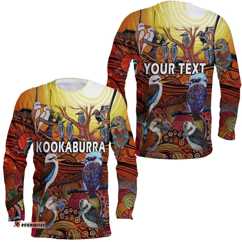 Custom Personalised Australia Kookaburra Dreaming Aboriginal Arty Style Long Sleeve T-shirt