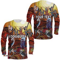 Custom Personalised Australia Kookaburra Dreaming Aboriginal Arty Style Long Sleeve T-shirt