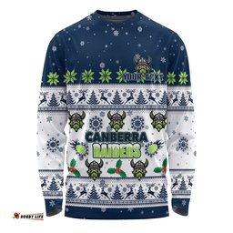 Canberra Raiders Christmas Custom Long Sleeve T-shirt - Special Ugly Christmas Long Sleeve T-shirt