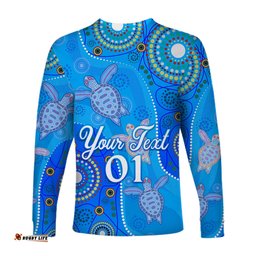 Custom Personalised Aboriginal Art Turtle Long Sleeve T-shirt Indigenous Simple