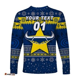 Custom Personalised North Queensland Cowboys Long Sleeve T-shirts Christmas Simple Style