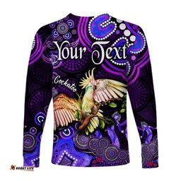 Custom Personalised Australian Astrology Long Sleeve T-shirt Libra Cockatoo Glider Zodiac Aboriginal Purple