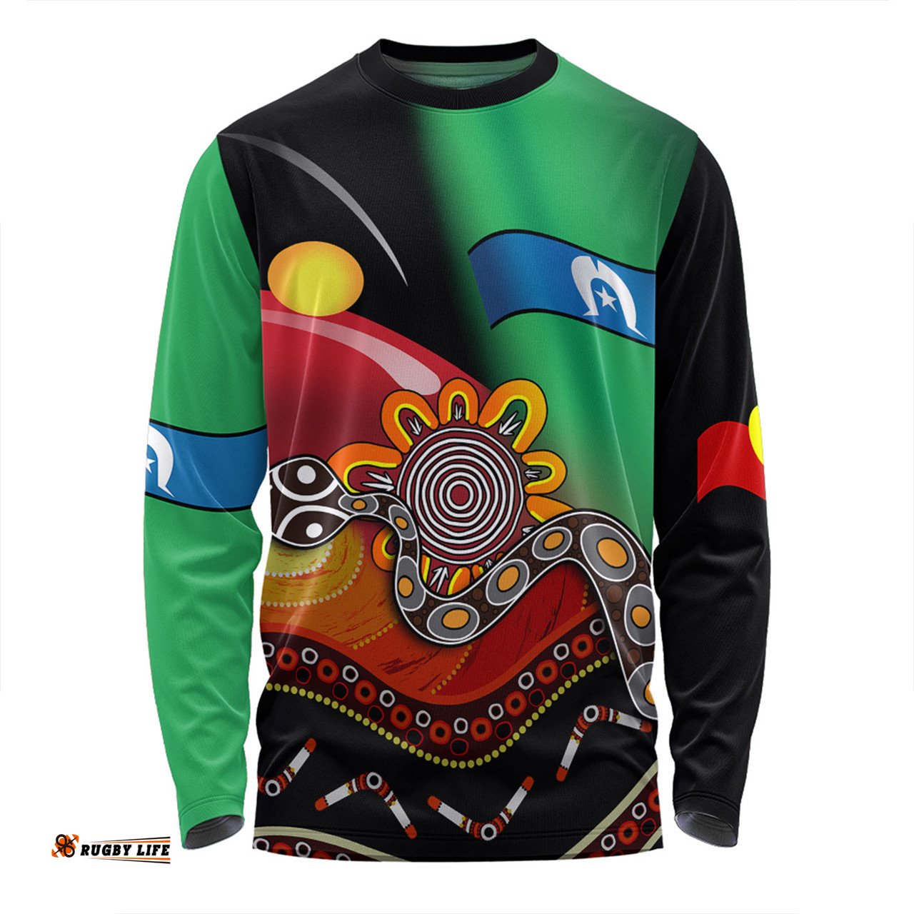 Australia Aboriginal Custom Long Sleeve T-shirt - The Rainbow Serpent Dreamtime Give Shape To The Earth Long Sleeve T-shirt
