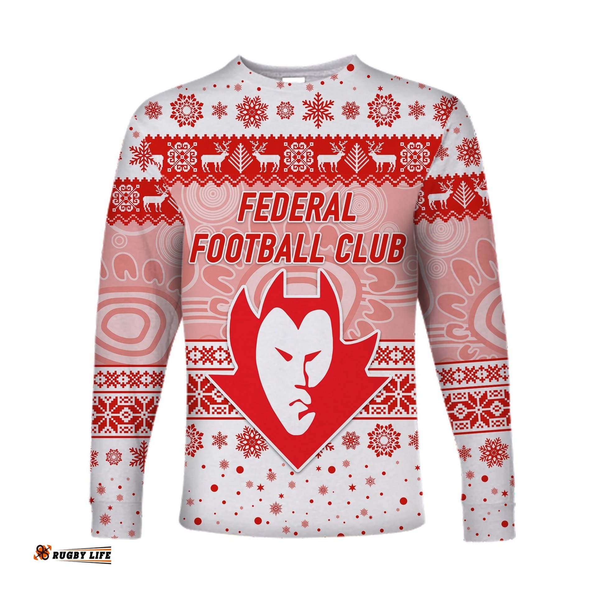 Custom Personalised Federal Football Club Long Sleeve T-shirt Christmas Simple Style White