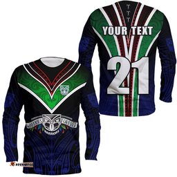 Custom Personalised New Zealand Warriors Long Sleeve T-shirt The Warriors Special Maori Silver Fern Style