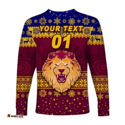 Custom Personalised Brisbane Lions Long Sleeve T-shirts Christmas Simple Style