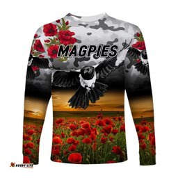 Collingwood Magpies ANZAC Long Sleeve T-shirt Poppy
