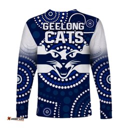 Cats Football Long Sleeve T-shirt Aboriginal Australian Premiers Proud Geelong Cartoon
