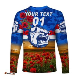 Custom Personalised Hermannsburg Western Aranda Bulldogs Football Club ANZAC Long Sleeve T-shirt Poppy