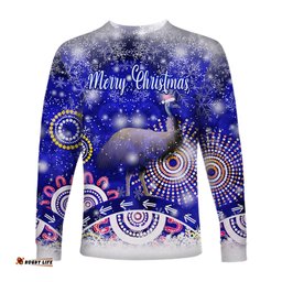 Australia Emu Christmas Long Sleeve T-shirt Original Style Blue
