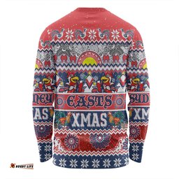 Sydney Roosters Christmas Aboriginal Custom Long Sleeve T-shirt - Indigenous Knitted Ugly Xmas Style Long Sleeve T-shirt