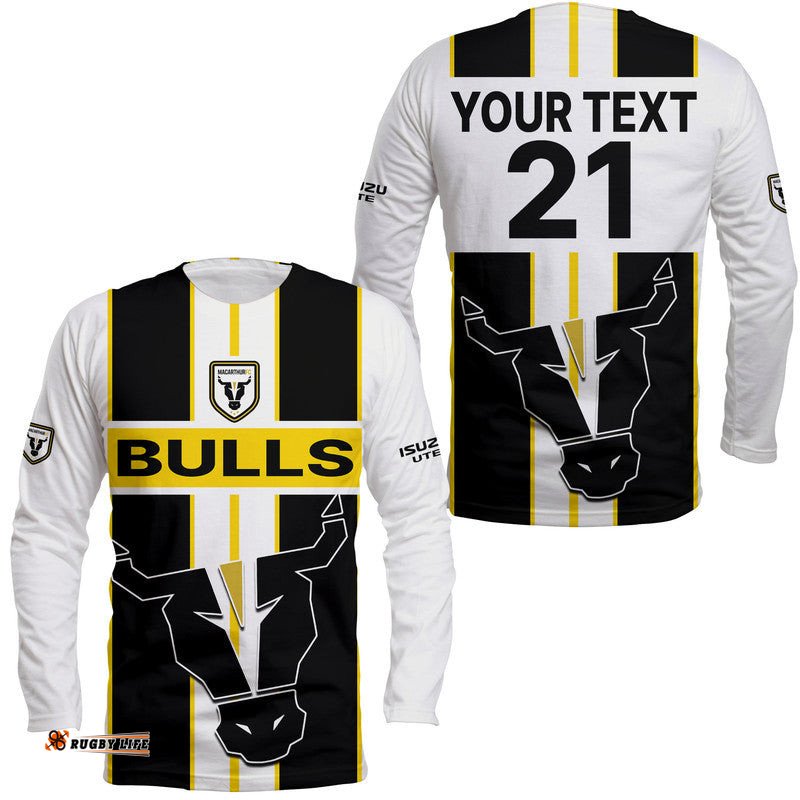 Custom Personalised Macarthur Soccer Long Sleeve T-shirt Bulls Mascot