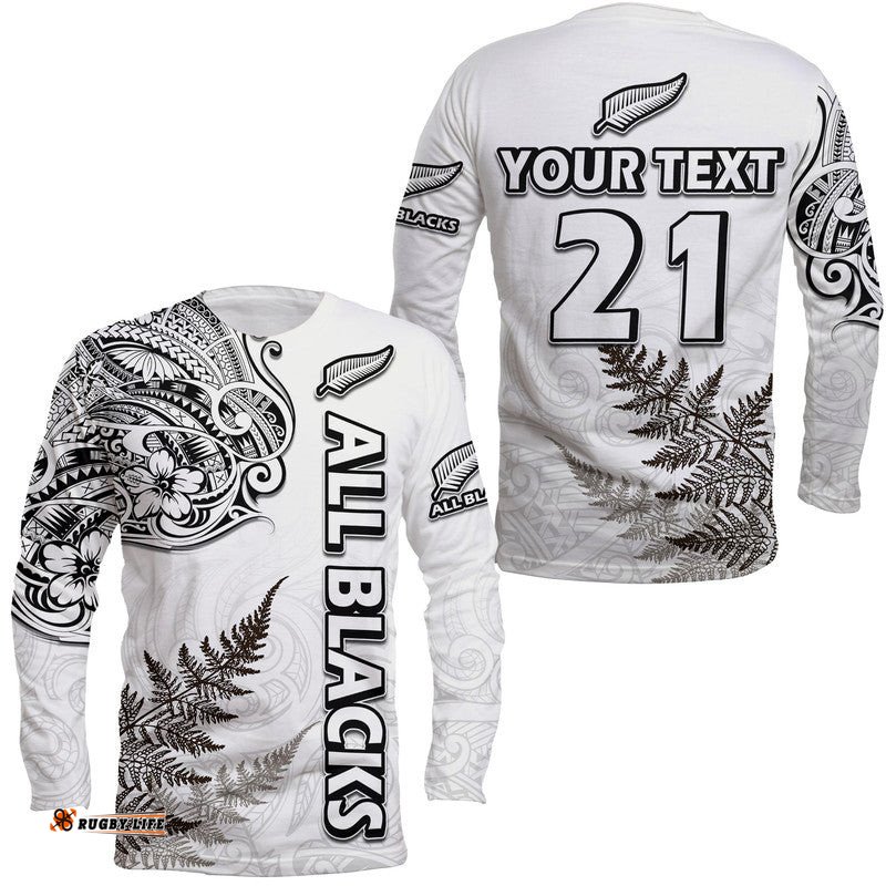 Custom Personalised New Zealand Silver Fern Rugby Long Sleeve T-shirt Maori Ethics Style 08