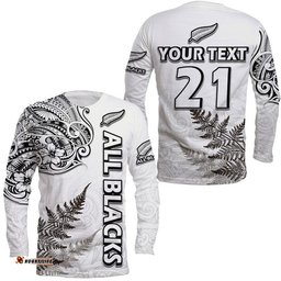 Custom Personalised New Zealand Silver Fern Rugby Long Sleeve T-shirt Maori Ethics Style 08