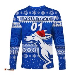 Custom Personalised North Melbourne Kangaroos Long Sleeve T-shirts Christmas Simple Style