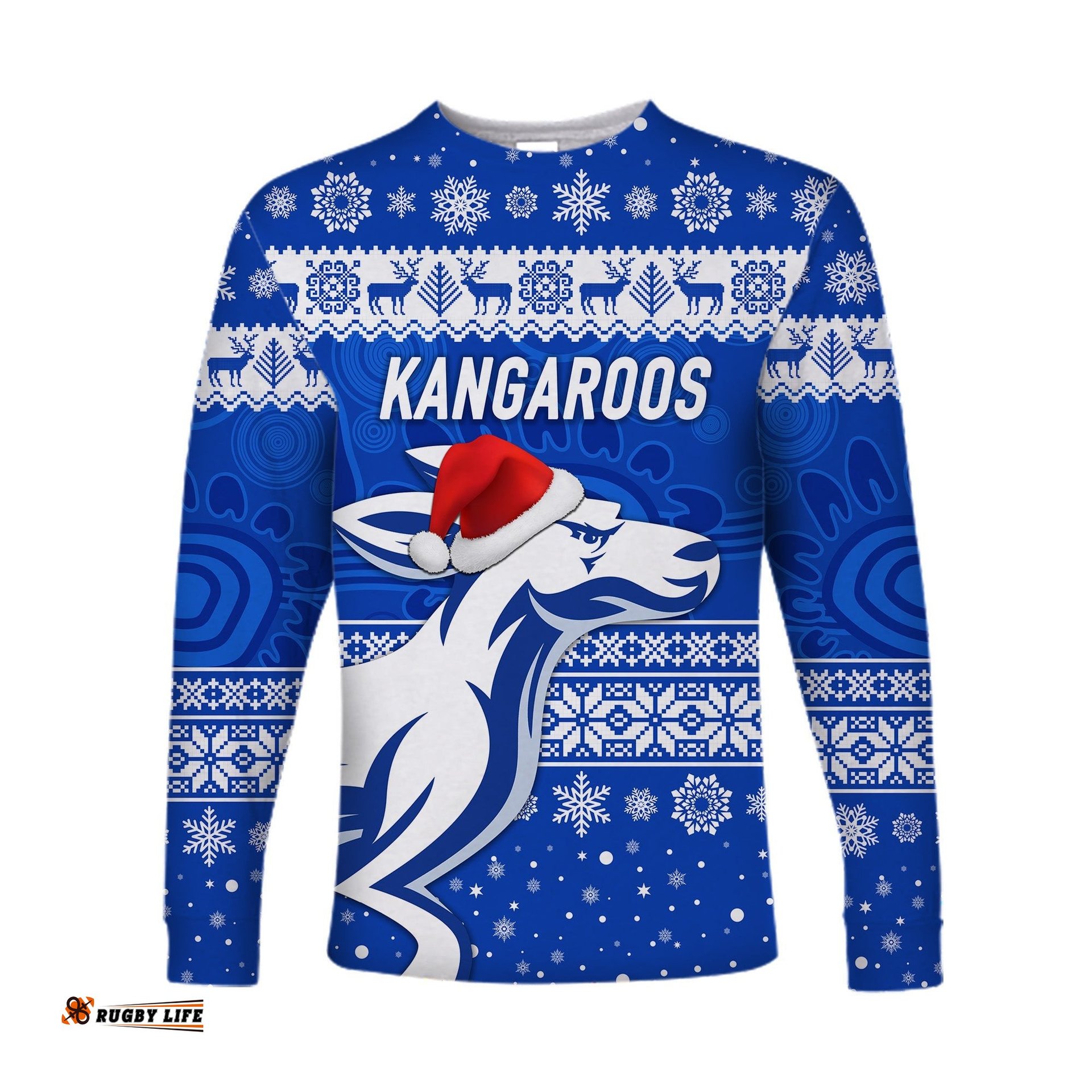 Custom Personalised North Melbourne Kangaroos Long Sleeve T-shirts Christmas Simple Style