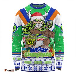 Canberra Raiders Christmas Custom Long Sleeve T-shirt - Canberra Viking Santa Aussie Big Things Long Sleeve T-shirt