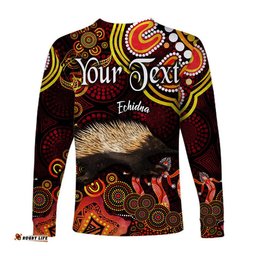 Custom Personalised Australian Astrology Long Sleeve T-shirt Virgo Echidna Zodiac Aboriginal Red