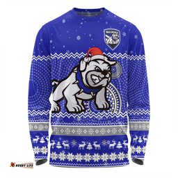 Canterbury-Bankstown Bulldogs Christmas Custom Long Sleeve T-Shirt - Ugly Xmas And Aboriginal Patterns For Die Hard Fan Long Sleeve T-Shirt