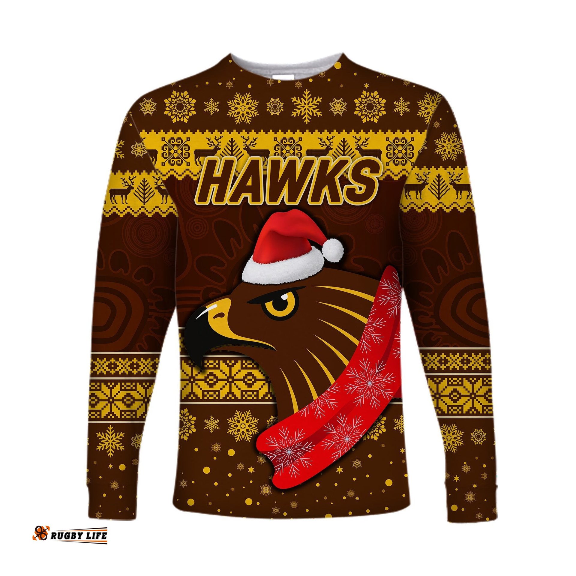 Custom Personalised Hawthorn Hawks Long Sleeve T-shirts Christmas Simple Style