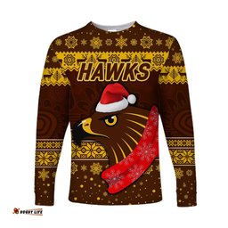 Custom Personalised Hawthorn Hawks Long Sleeve T-shirts Christmas Simple Style