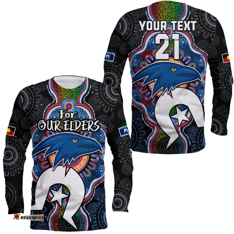 Custom Personalised Crows Football NAIDOC Week Long Sleeve T-shirt For Our Elders Indigenous