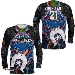 Custom Personalised Crows Football NAIDOC Week Long Sleeve T-shirt For Our Elders Indigenous