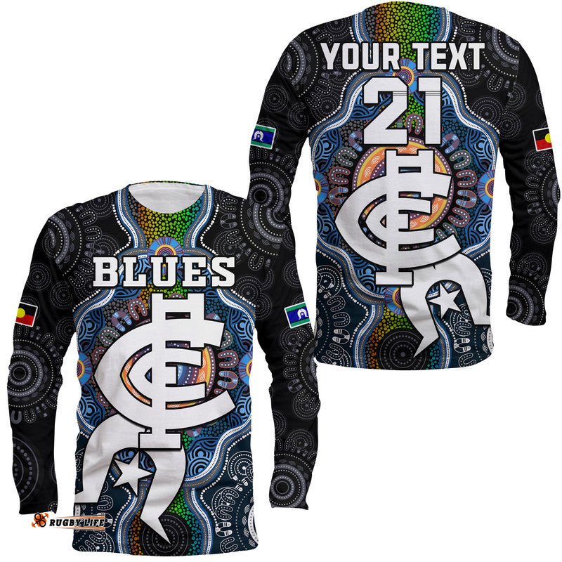 Custom Personalised Blues Football NAIDOC Week Long Sleeve T-shirt Indigenous