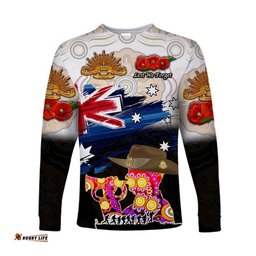 Australia Aboriginal ANZAC Long Sleeve T-shirt Remembrance White
