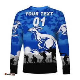 Custom Personalised North Melbourne Kangaroos ANZAC Long Sleeve T-shirt Simple Style