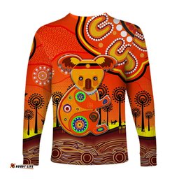 Aboriginal Art Koala Long Sleeve T-shirt Indigenous Unique Orange