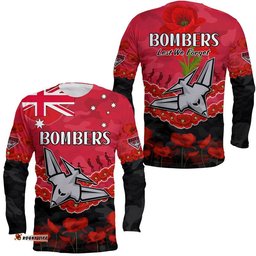 Bombers Football ANZAC Long Sleeve T-shirt Lest We Forget