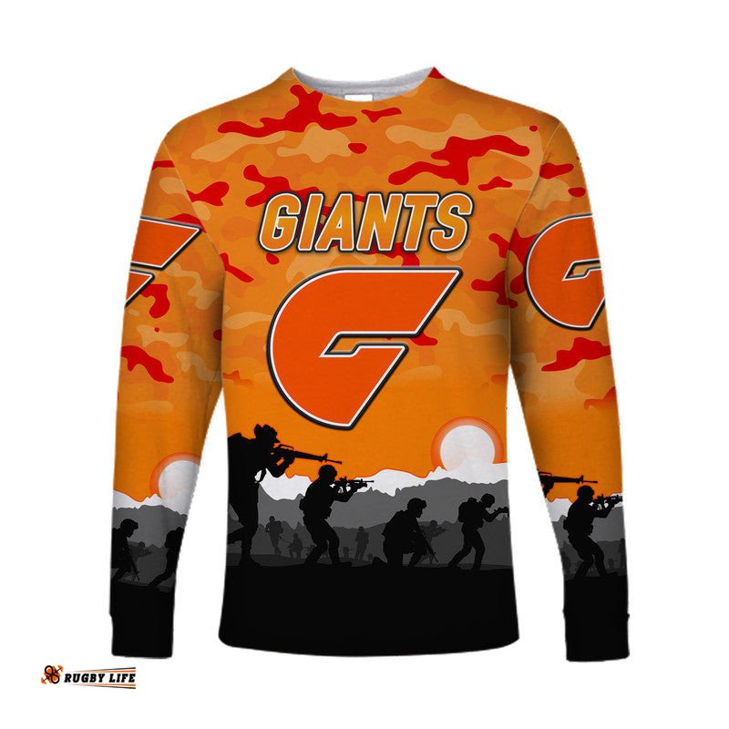 Custom Personalised Greater Western Sydney Giants ANZAC Long Sleeve T-shirt Simple Style