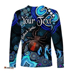 Custom Personalised Australian Astrology Long Sleeve T-shirt Scorpio Redback Spider Zodiac Aboriginal Blue