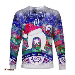 Custom Personalised Australian Torres Trait Islands Christmas Long Sleeve T-shirt Original Style Blue