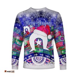 Custom Personalised Australian Torres Trait Islands Christmas Long Sleeve T-shirt Original Style Blue