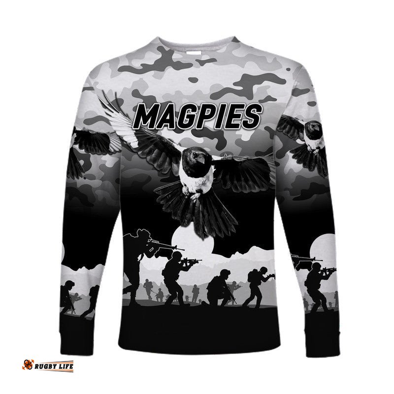 Collingwood Magpies ANZAC Long Sleeve T-shirt Simple Style
