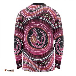Australia Aboriginal Long Sleeve T-shirt - Aboriginal Background Featuring Kangaroo Dot Design Long Sleeve T-shirt
