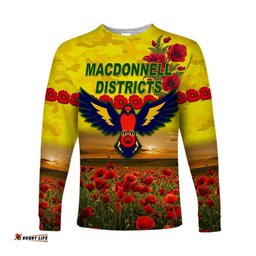 Custom Personalised MacDonnell Districts ANZAC Long Sleeve T-shirt Poppy