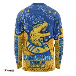 Parramatta Eels Custom Long Sleeve T-shirt - Team With Dot And Star Patterns For Tough Fan Long Sleeve T-shirt