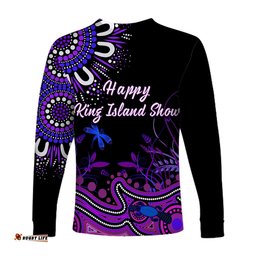 Custom Personalised Happy King Island Show Long Sleeve T-shirt Aboriginal Tasmania Australia Version Purple