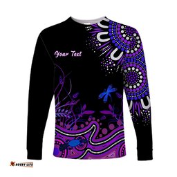 Custom Personalised Happy King Island Show Long Sleeve T-shirt Aboriginal Tasmania Australia Version Purple