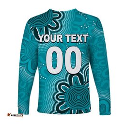 Custom Personalised And Number Brisbane Heat Cricket Long Sleeve T-shirt Aboriginal Teal