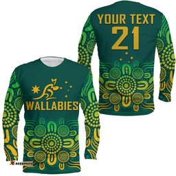 Custom Personalised Australia Rugby Wallabies Long Sleeve T-shirt