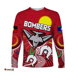 Custom Personalised Bombers NAIDOC Week Long Sleeve T-shirt Essendon Football Aboriginal