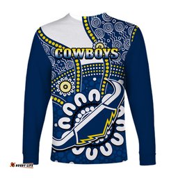 Cowboys Rugby Long Sleeve T-shirt Indigenous Art