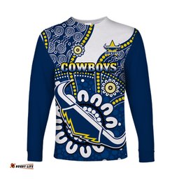 Cowboys Rugby Long Sleeve T-shirt Indigenous Art