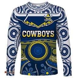 Cowboys Rugby Long Sleeve T-shirt Aboriginal Art