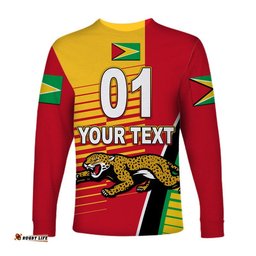 Custom Personalised Guyana Cricket Jaguars Long Sleeve T-shirt Simple Style