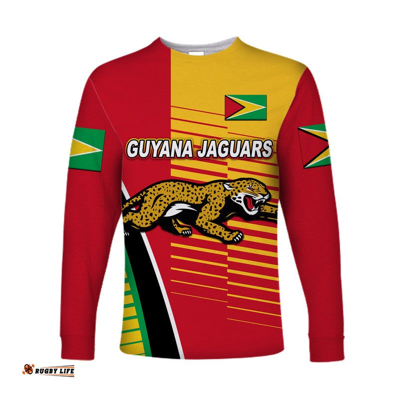 Custom Personalised Guyana Cricket Jaguars Long Sleeve T-shirt Simple Style